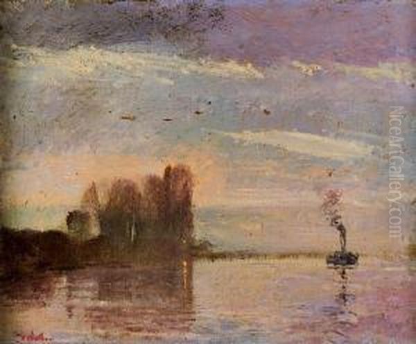 La Seine Par Temps De Brume Oil Painting by Joseph Delattre