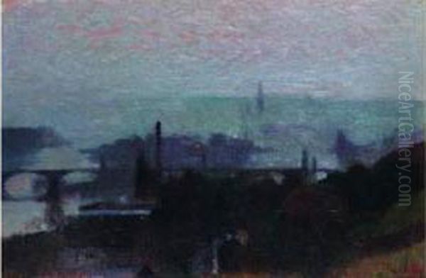 Rouen, Vue Des Hauteurs Oil Painting by Joseph Delattre