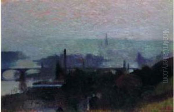 Rouen Vue Des Hauteurs Oil Painting by Joseph Delattre