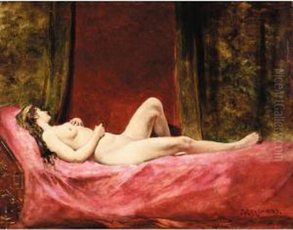 L'odalisque Oil Painting by Jules-Elie Delaunay