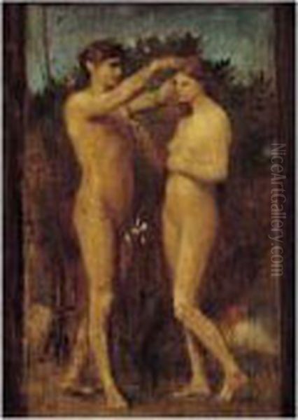 Daphnis Et Chloe Oil Painting by Jules-Elie Delaunay