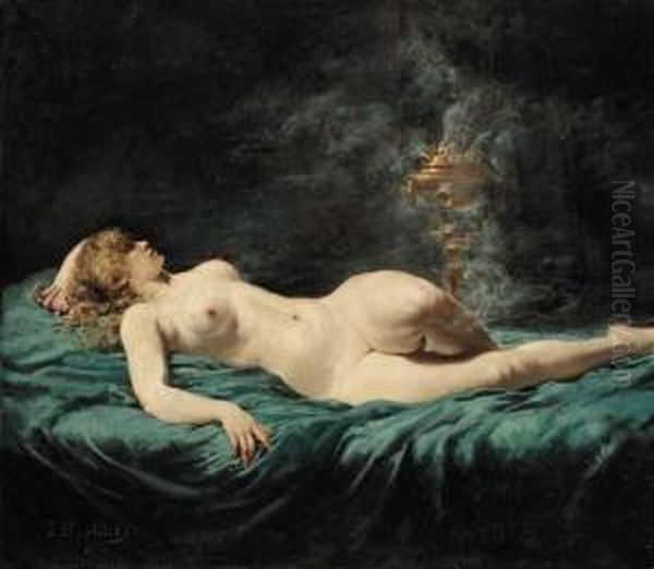 Reclining Nude Oil Painting by Jules-Elie Delaunay