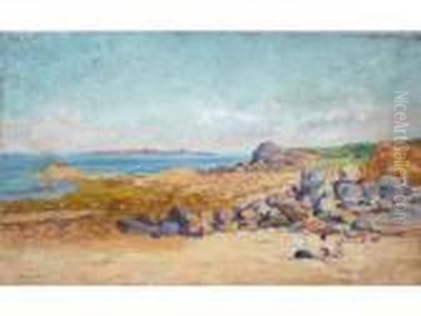 Sur La Plage En Bretagne Oil Painting by Henri Delavallee