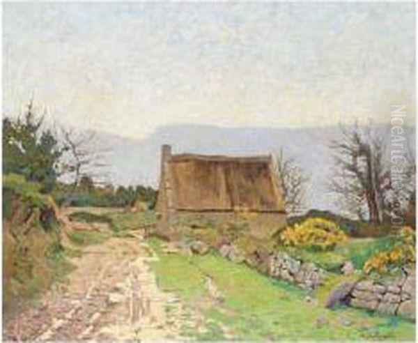 Chaumiere En Bretagne Oil Painting by Henri Delavallee