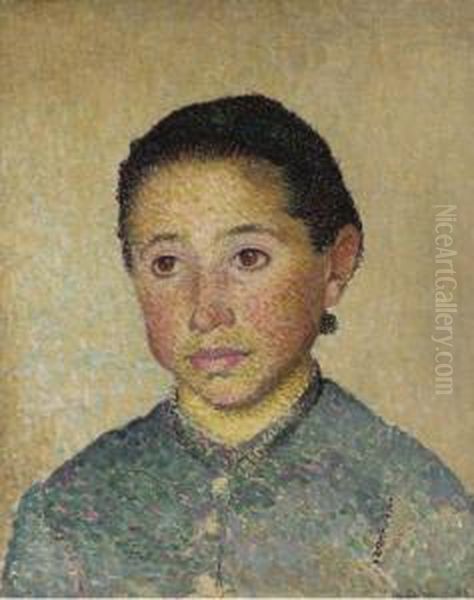 Portrait De Jeune Fille Oil Painting by Henri Delavallee