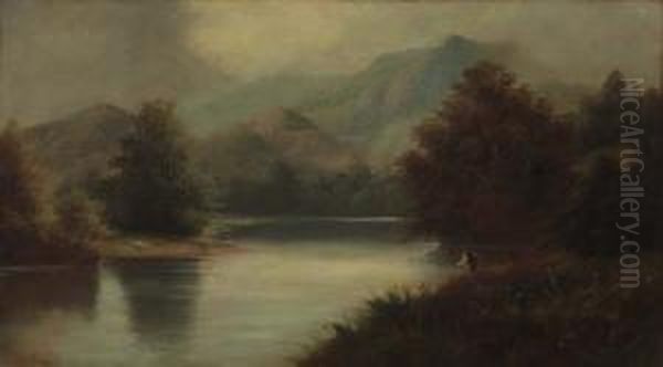 Pescatore Sul Fiume Oil Painting by Valentine, Val Delawarr