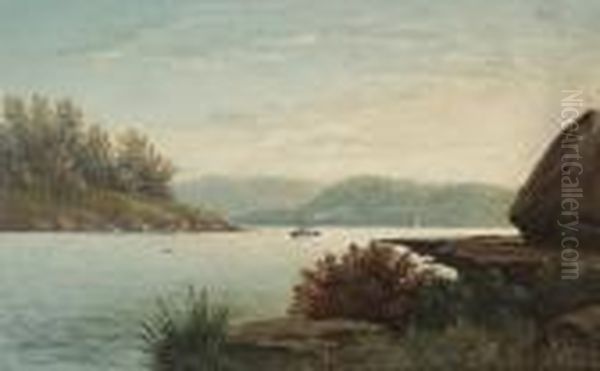 The Mouth Of The Hawkesbury River From Long Island Oil Painting by Valentine, Val Delawarr