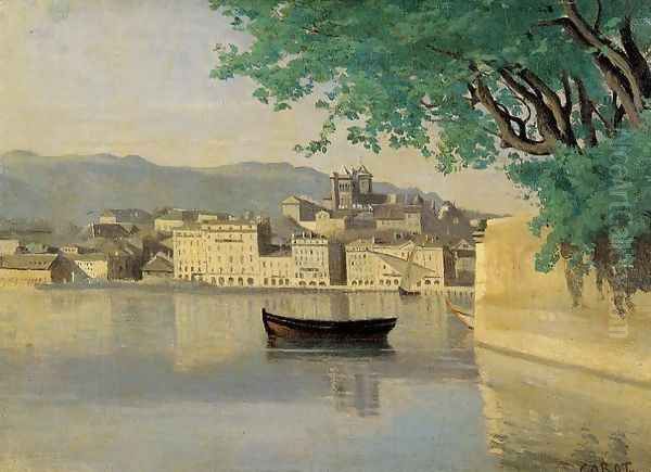 Geneva - View of Part of the City Oil Painting by Jean-Baptiste-Camille Corot