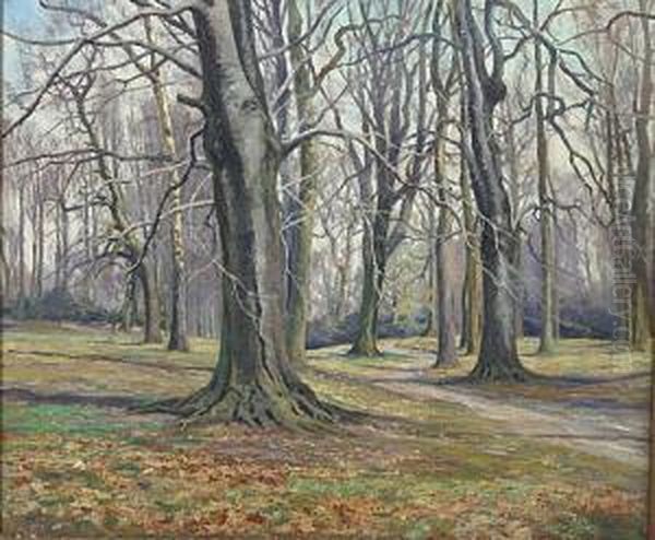 Parkgezicht. Oil Painting by Leon Delderenne