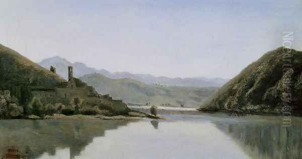 Lake Piediluco Oil Painting by Jean-Baptiste-Camille Corot