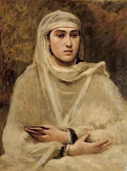 Algerian Woman Oil Painting by Jean-Baptiste-Camille Corot