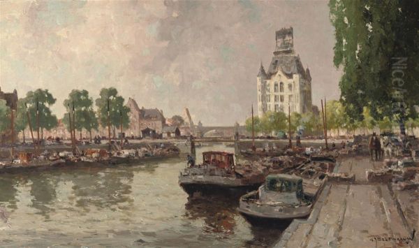 A View Of The Witte Huis, Rotterdam Oil Painting by Gerardus Johannes Delfgaauw