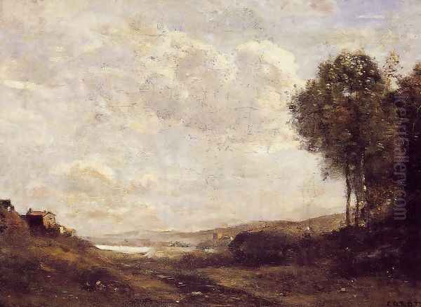 Landscape by the Lake Oil Painting by Jean-Baptiste-Camille Corot