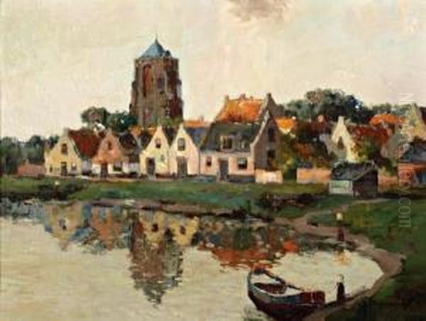 Gezicht Op Brielle Oil Painting by Gerardus Johannes Delfgaauw