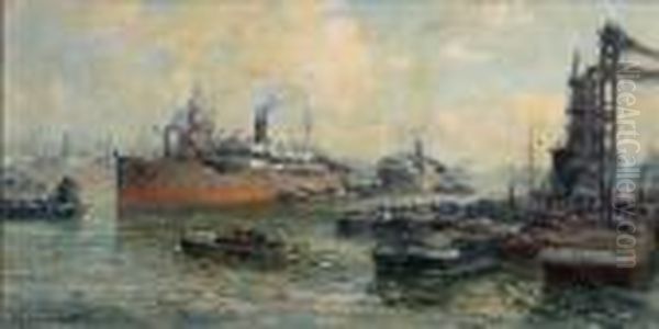 Havengezicht Oil Painting by Gerardus Johannes Delfgaauw