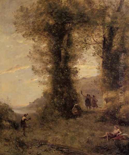 Pastorale Oil Painting by Jean-Baptiste-Camille Corot