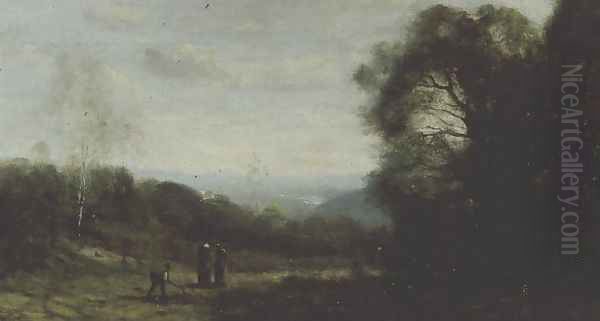 In the Hills Above Ville D'Avray Oil Painting by Jean-Baptiste-Camille Corot