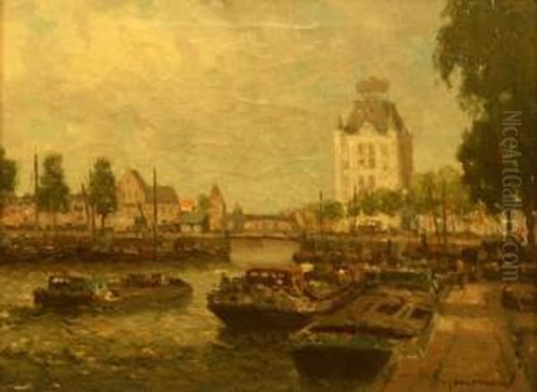 Gezicht Op Het Witte Huis En De Oude Haven. Gesigneerd Oil Painting by Gerardus Johannes Delfgaauw