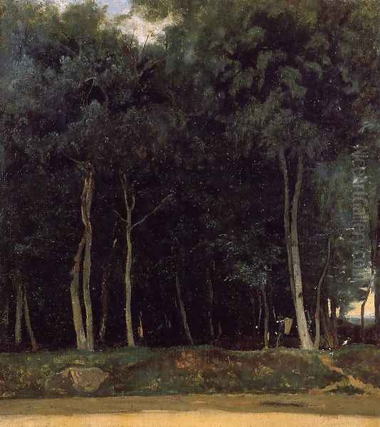 Fontainebleau, the Bas-Breau Road Oil Painting by Jean-Baptiste-Camille Corot