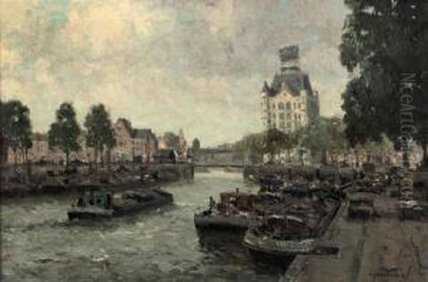 A View Of The Witte Huis, Rotterdam Oil Painting by Gerarrd Delfgaauw