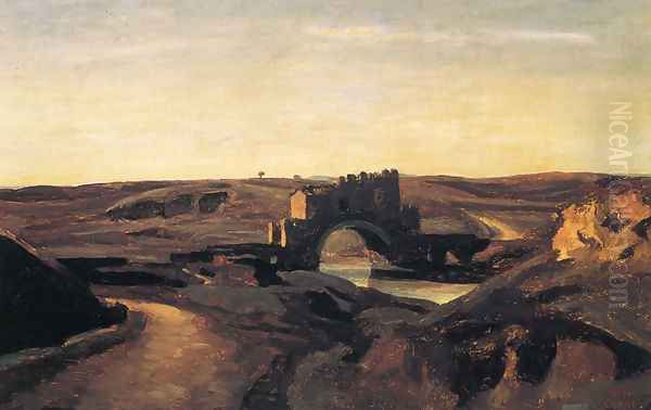 Ponte Nomentano Oil Painting by Jean-Baptiste-Camille Corot