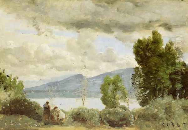 View of the Chalet de Chenes, Bellevue, Geneva Oil Painting by Jean-Baptiste-Camille Corot