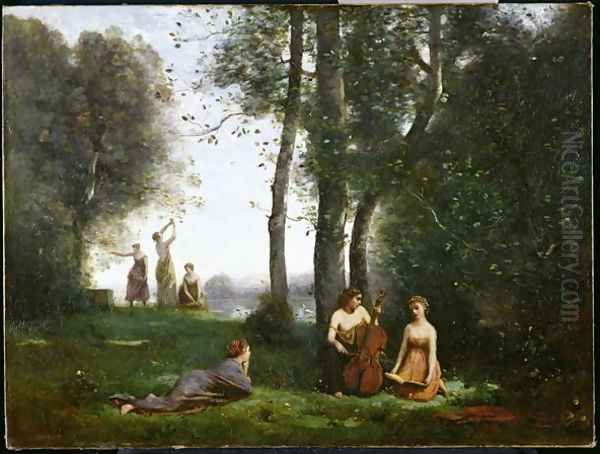 Le Concert Champetre, c.1857-58 Oil Painting by Jean-Baptiste-Camille Corot