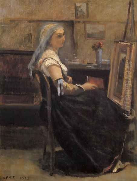 The Artist's Studio III Oil Painting by Jean-Baptiste-Camille Corot