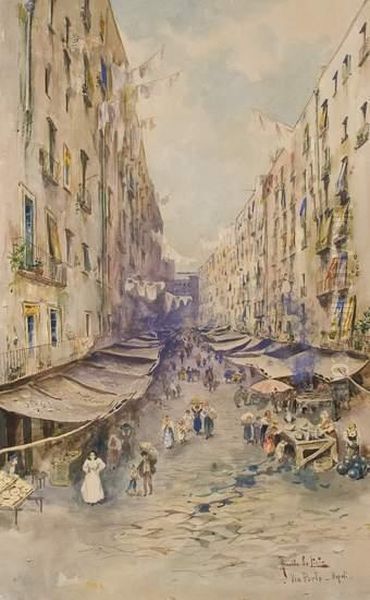 Napoli, Via Porto Oil Painting by Arnaldo Delisio