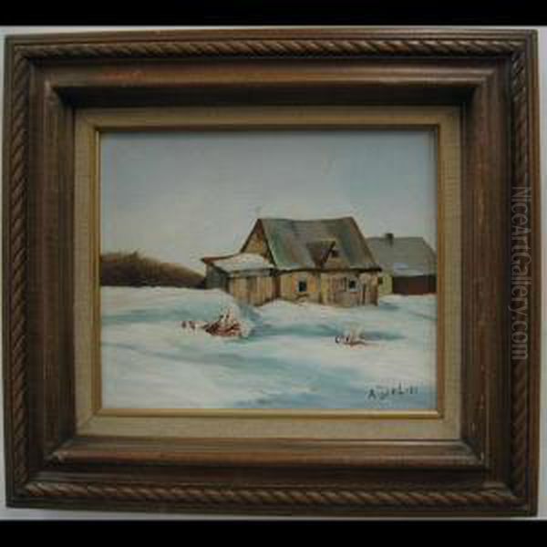 Quebec Farm House Oil Painting by Arnaldo Delisio