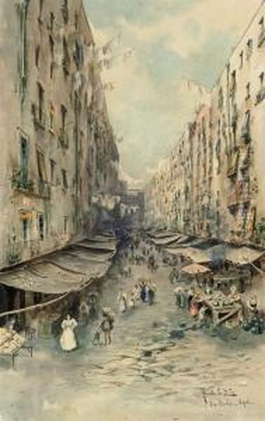 Via Porto, Naples Oil Painting by Arnaldo Delisio