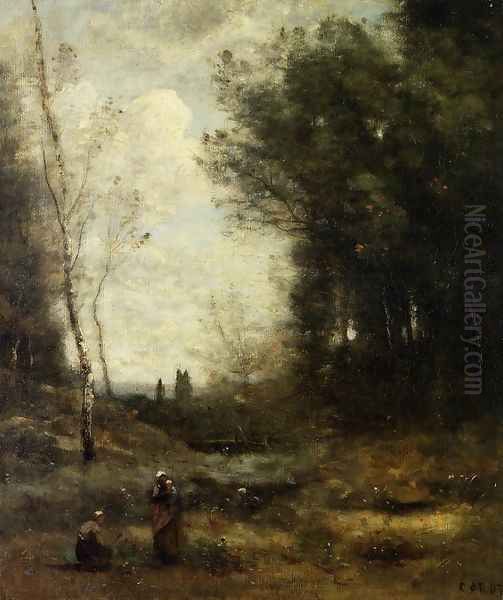 The Valley Oil Painting by Jean-Baptiste-Camille Corot