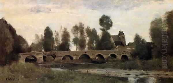 The Bridge at Grez-sur-Loing Oil Painting by Jean-Baptiste-Camille Corot