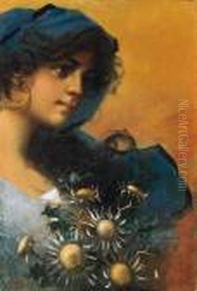 Donna Con Fiori Oil Painting by Arnaldo Delisio