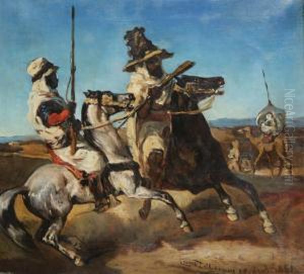 Arabische Ruiters Oil Painting by Cesare Felix dell' Acqua