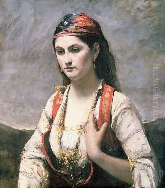 The Young Woman of Albano, 1872 Oil Painting by Jean-Baptiste-Camille Corot