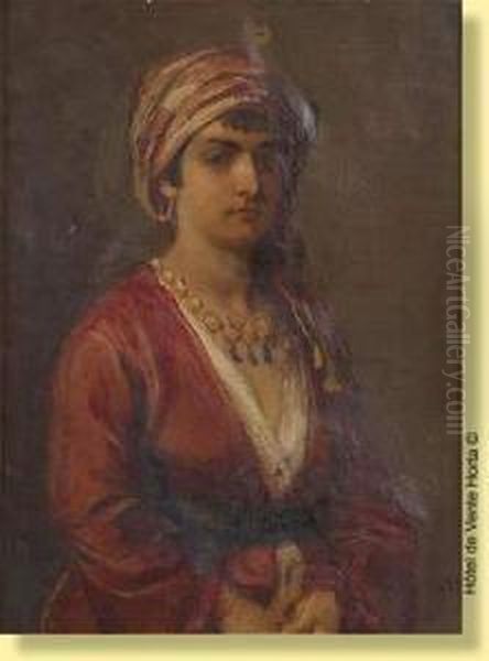 Portrait De Jeune Maure Oil Painting by Cesare Felix dell' Acqua