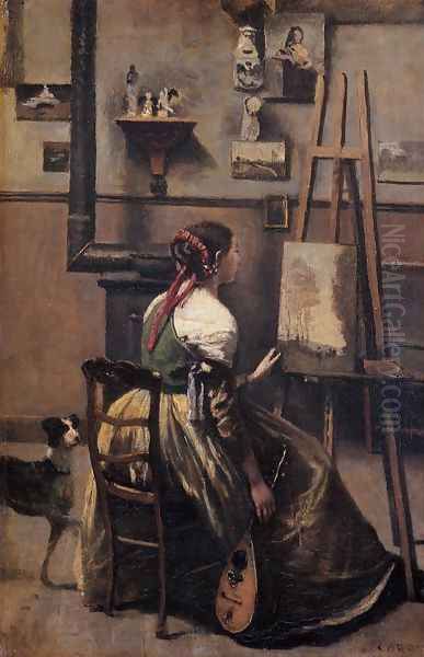 The Artist's Studio I Oil Painting by Jean-Baptiste-Camille Corot