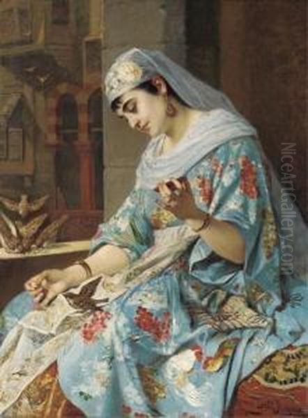 La Charmeuse Oil Painting by Cesare Felix dell' Acqua