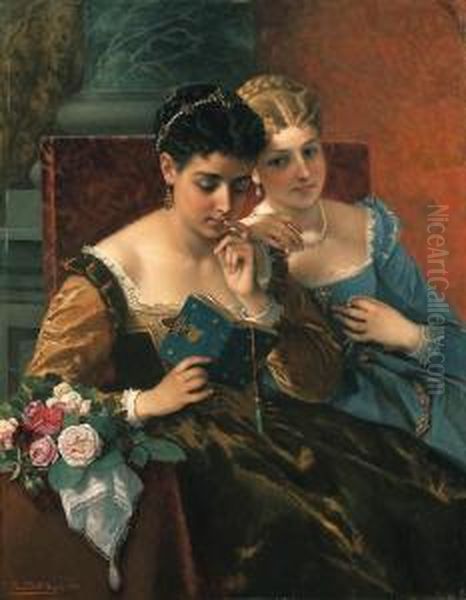 A Shared Moment Oil Painting by Cesare Felix dell' Acqua