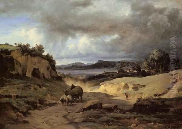 The Roman Campagna Oil Painting by Jean-Baptiste-Camille Corot