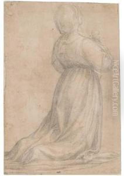 A Kneeling Woman Praying, In Profile To The Right Oil Painting by Fra Bartolommeo della Porta