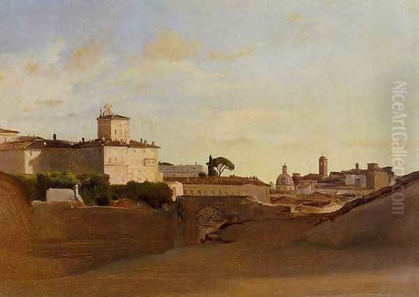 View of Pincio, Italy Oil Painting by Jean-Baptiste-Camille Corot