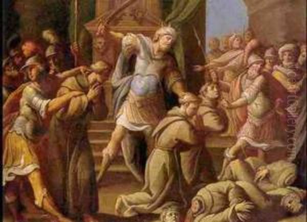 The Martyrdom Of Two Franciscans Oil Painting by Giovanni Battista della Rovere