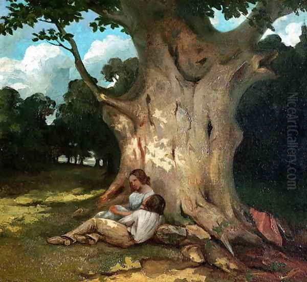 The Large Oak Oil Painting by Jean-Baptiste-Camille Corot