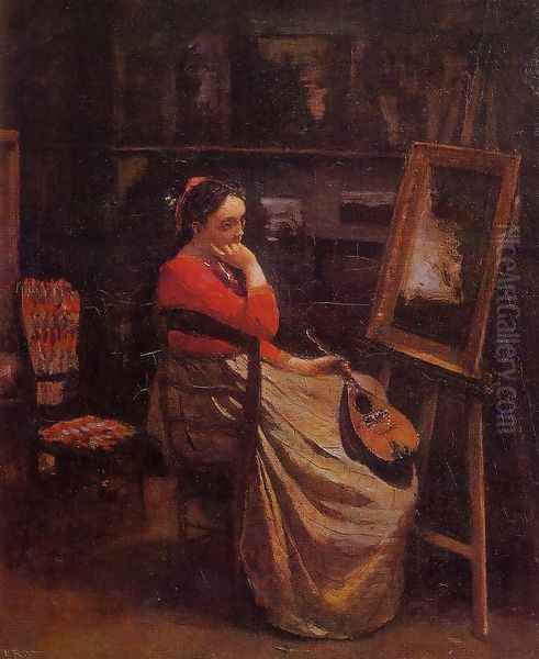 The Studio Oil Painting by Jean-Baptiste-Camille Corot