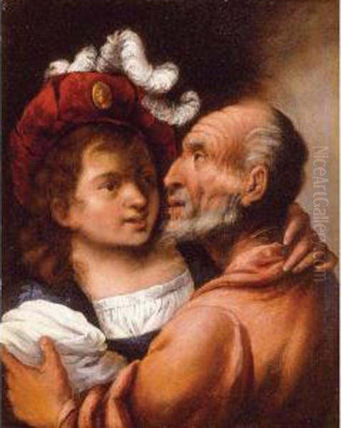 Youth And Old Age Oil Painting by Pietro Della Vecchio