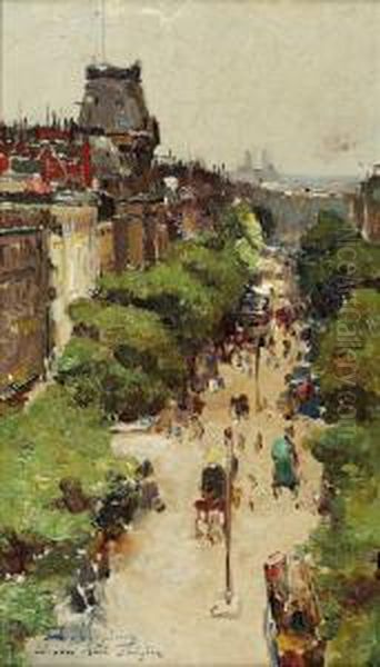 Boulevard De Paris Oil Painting by David Dellepiane