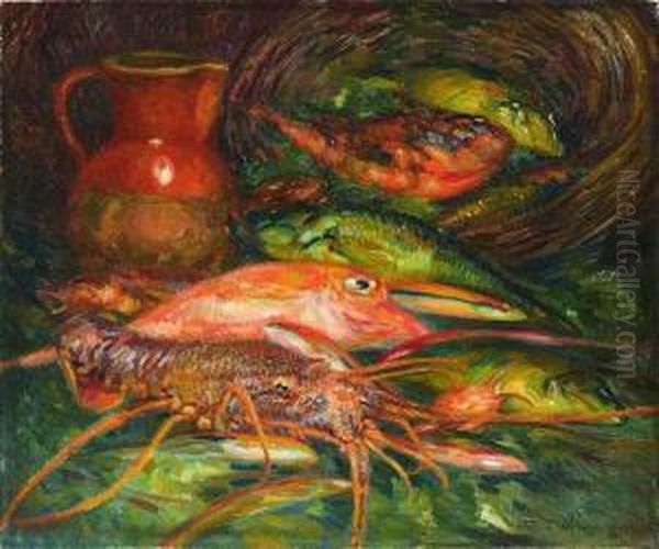 Corbeille De Poissons. Oil Painting by David Dellepiane