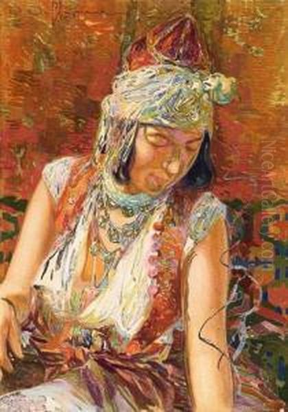 Portrait D'algerienne. Oil Painting by David Dellepiane